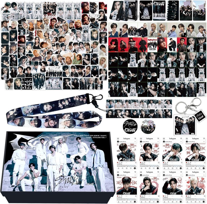 KPOPBP صندوق هدايا ألبوم عملاق، مجموعة 55 بطاقة صور، بطاقات KPOP، حبال، ملصقات، سلسلة مفاتيح، هدية للأولاد والبنات من SKZ - Image 1